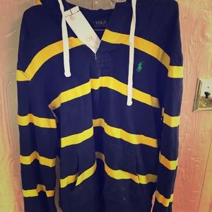 Polo Ralph Lauren Rugby Hoodie Blue/Yellow Large